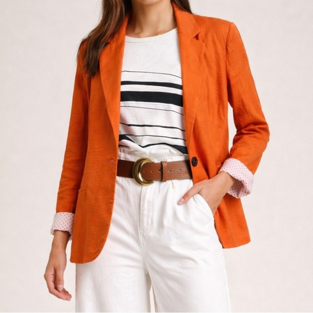 JULES & LEOPOLD Orange Linen/Rayon Blazer